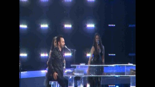 Paula Seling & Ovi sing "Playing with fire" at the rehearsel at the Telenor arena