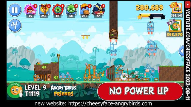 Angry Birds Friends Level 9 Tournament 1119 No Power UP  Walkthrough