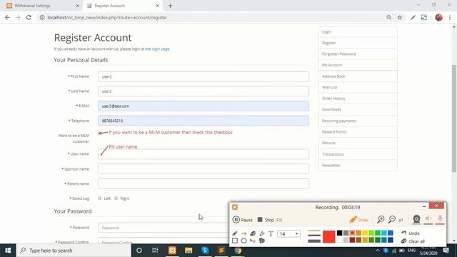 #8.Binary MLM User registration | Binary MLM Repurchase plan(opencart) plugin (Letscms Pvt Ltd)
