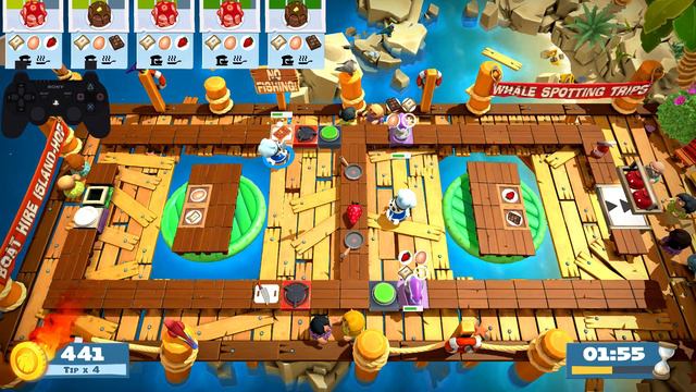 Overcooked! 2 – 🍹Surf ‘n’ Turf! Level 3-3 - 4-Stars World record! - 1 Player - Score: 913