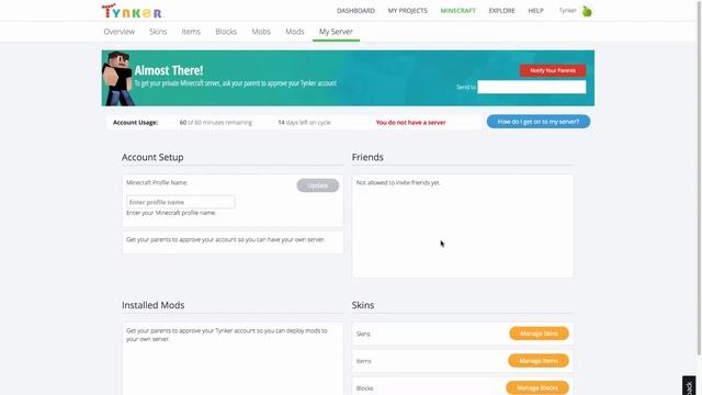 Setting Up Your Tynker Minecraft Account