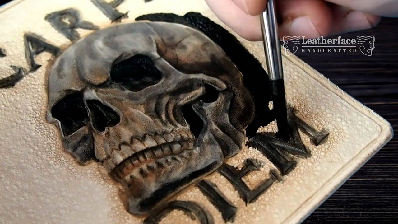 Тиснение на коже | Череп на коже | Работа с кожей
