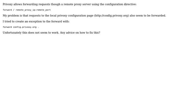 Privoxy: forward & config.privoxy.org