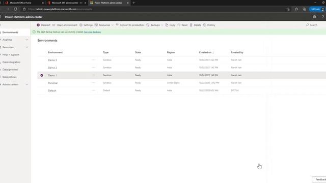 Backup Environment Dynamics 365