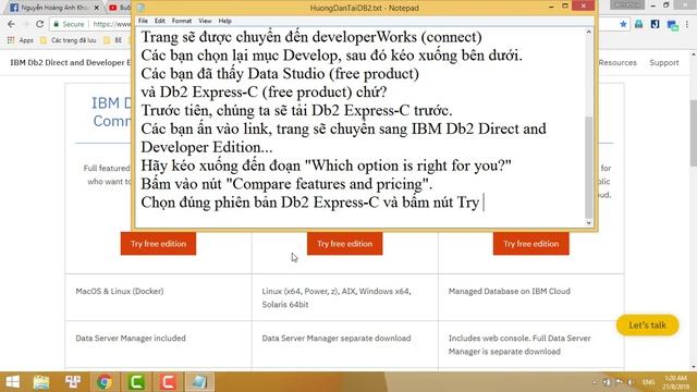 Hướng dẫn tải IBM Db2 Express-C và Data Studio client - Cập nhật tháng 8/2018