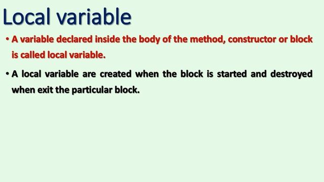 Types of variable with Definition, Syntax and JAVA Practical Program with Real Time Example