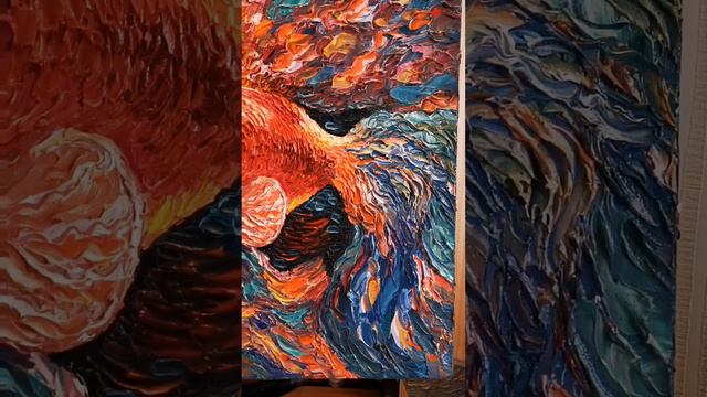 Золотая Рыбка, холст, масло, фантазия 2024г, Автор Дмитрий Асеев. Фактурная живопись