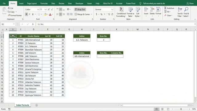 How to use INDEX Formula in Excel