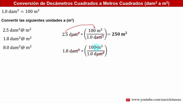 Decámetros Cuadrados a Metros Cuadrados (dam2 a m2)  Muy sencillo