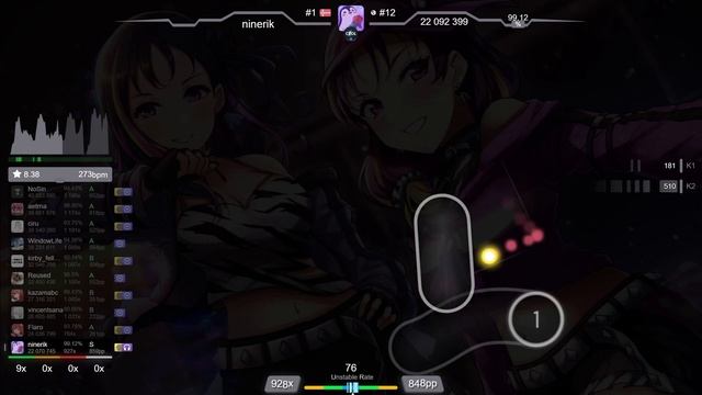 9.0⭐ ninerik | Saint Snow - DROPOUT? [Kowari's Extra] +HDNC 98.85% (994pp 1xSB) - osu!