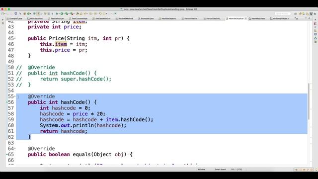 Hash Set Duplicate Object Data handling Video-63