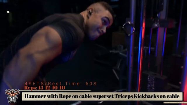 Hammer with Rope on cable superset Triceps Kickbacks on cable (SuperKeroes Program)