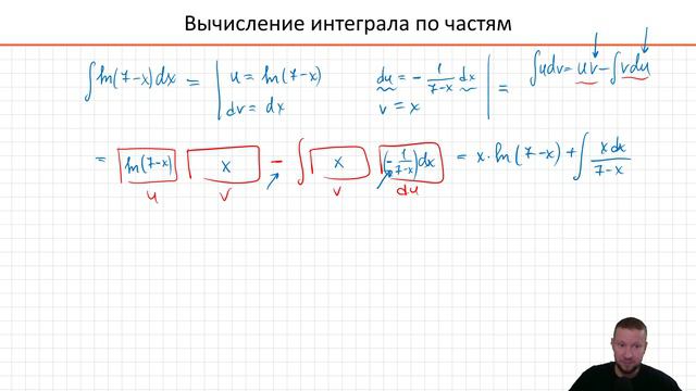 Интегрирование логарифма по частям (РЗ 4.3a)