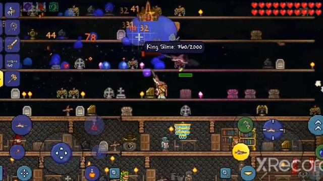 Slime king vs Mega shark in terraria