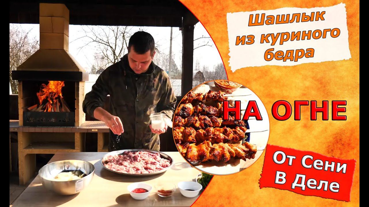 Шашлык из куриного бедра с овощным соусом