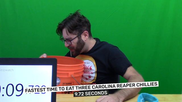 Fastest time to eat three Carolina Reaper chillis - Guinness World Records