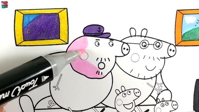 Peppa Pig Watching TV Coloring Pages for Kids
