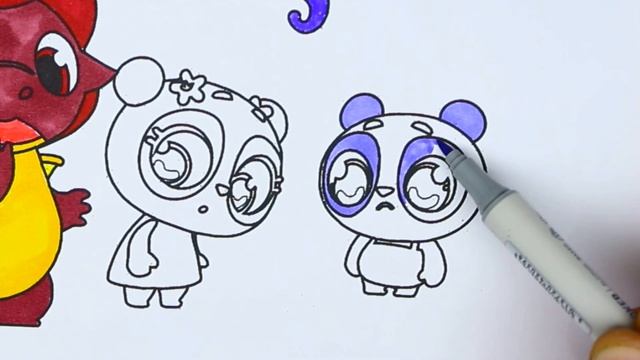How to draw Drakosha Tosha , Panda Nyasha