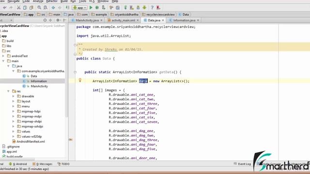 #207 Android RECYCLER VIEW Implementation with RecyclerAdapter : Material Design - Part - 2