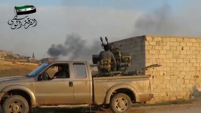 Anti aircraft gun caliber 23 mm ZU 23 mounted on the pickup