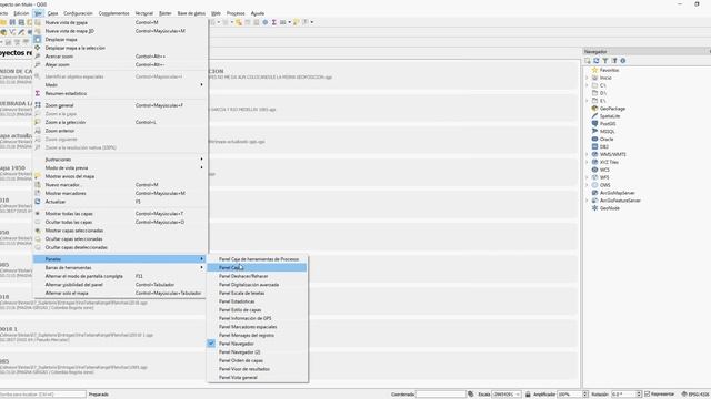 Entorno general de QGIS: paneles y display