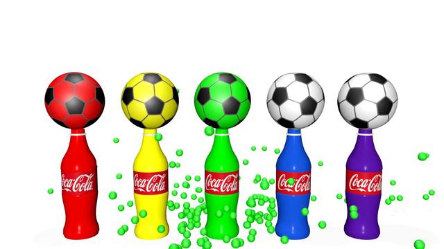 Узнать Цвета С футбольный мяч Coca Cola для детей - воздушные шары для детей - развивающие мультики