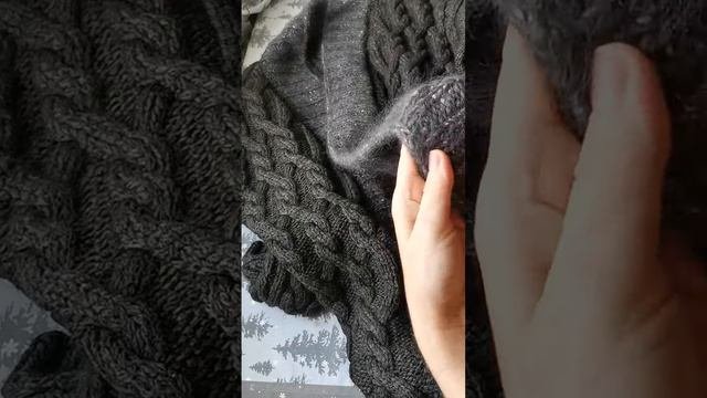 Шикарный кардиган мохер и меринос вязаный косами аранами
