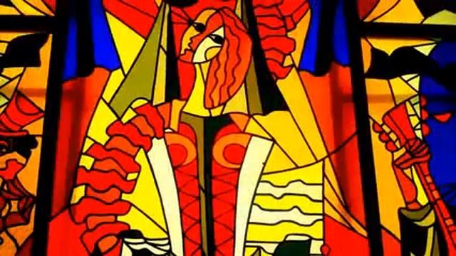 'Женский' витраж  Яркая красивая девушка на витраже