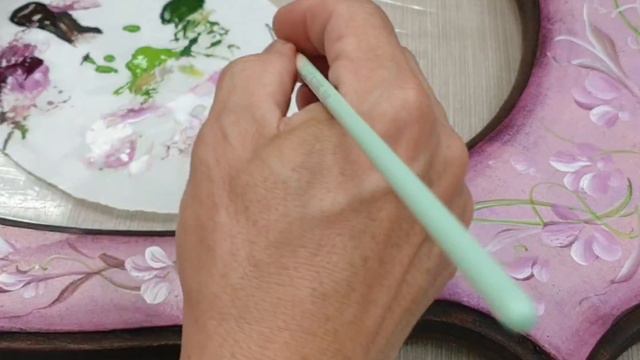 黏土作品 玫瑰花鏡 背景彩繪