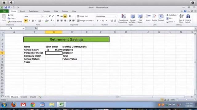 Calculate Value of Savings Retirement Plan in Excel FV