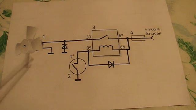 Схема включения электро вентилятора охлаждения радиатора автомобиля