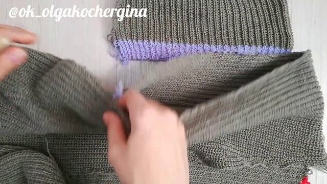6. Вшиваем рукав в кардиган жемчужной резинкой.