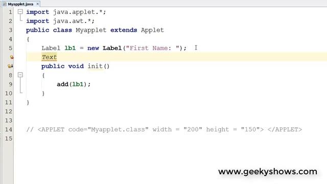Label in Java Applet (Hindi)