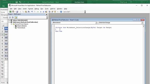 AutoRefresh PivotTable When Data Source Changes