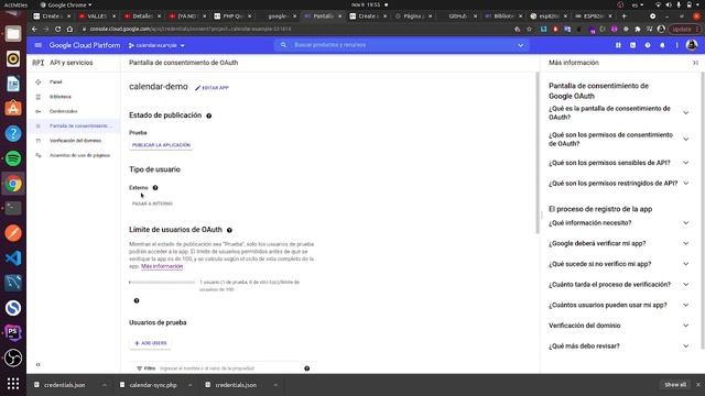 Obtener credentials.json para el Google Calendar API