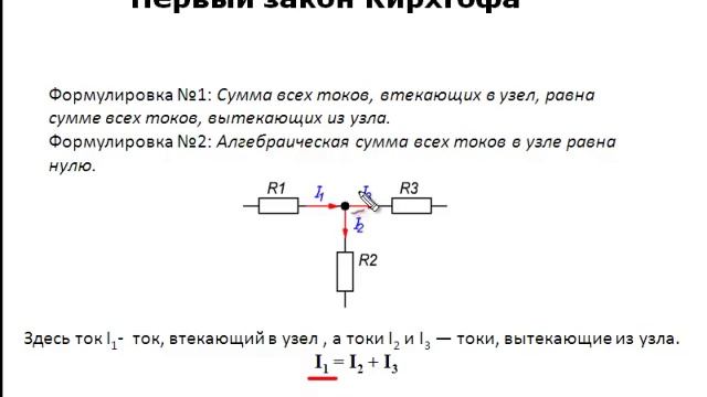Первый закон Кирхгофа! Хочешь понять? Посмотри!