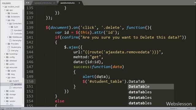How to Delete or Remove Mysql Data using Ajax in Laravel