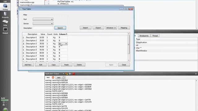 Qt4 table test