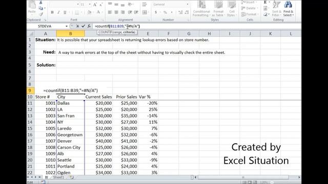 Excel Finding (Counting) Errors