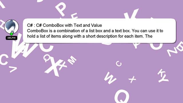 C# : C# ComboBox with Text and Value