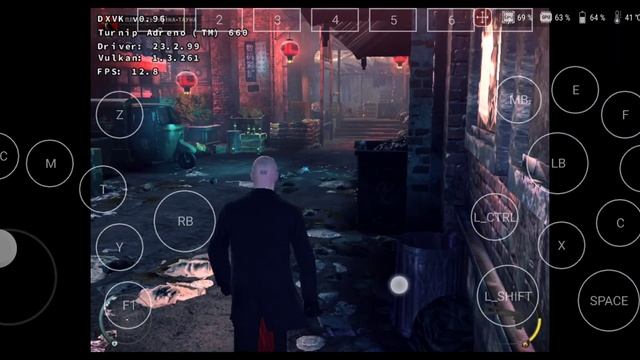 Hitman Absolution (DXVK 0.96, dri3-Turnip, dsoal wrapper EAX) on MultiWine_v7.4+Xegw2.1_AllMod