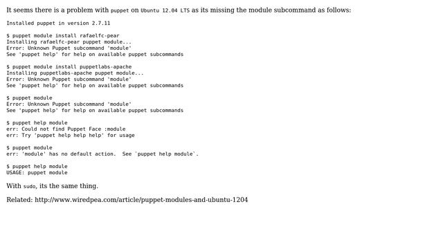 Error: Unknown Puppet subcommand 'module' (3 Solutions!!)