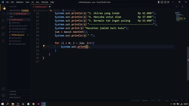 membuat kasir buku menggunakan program bahasa java