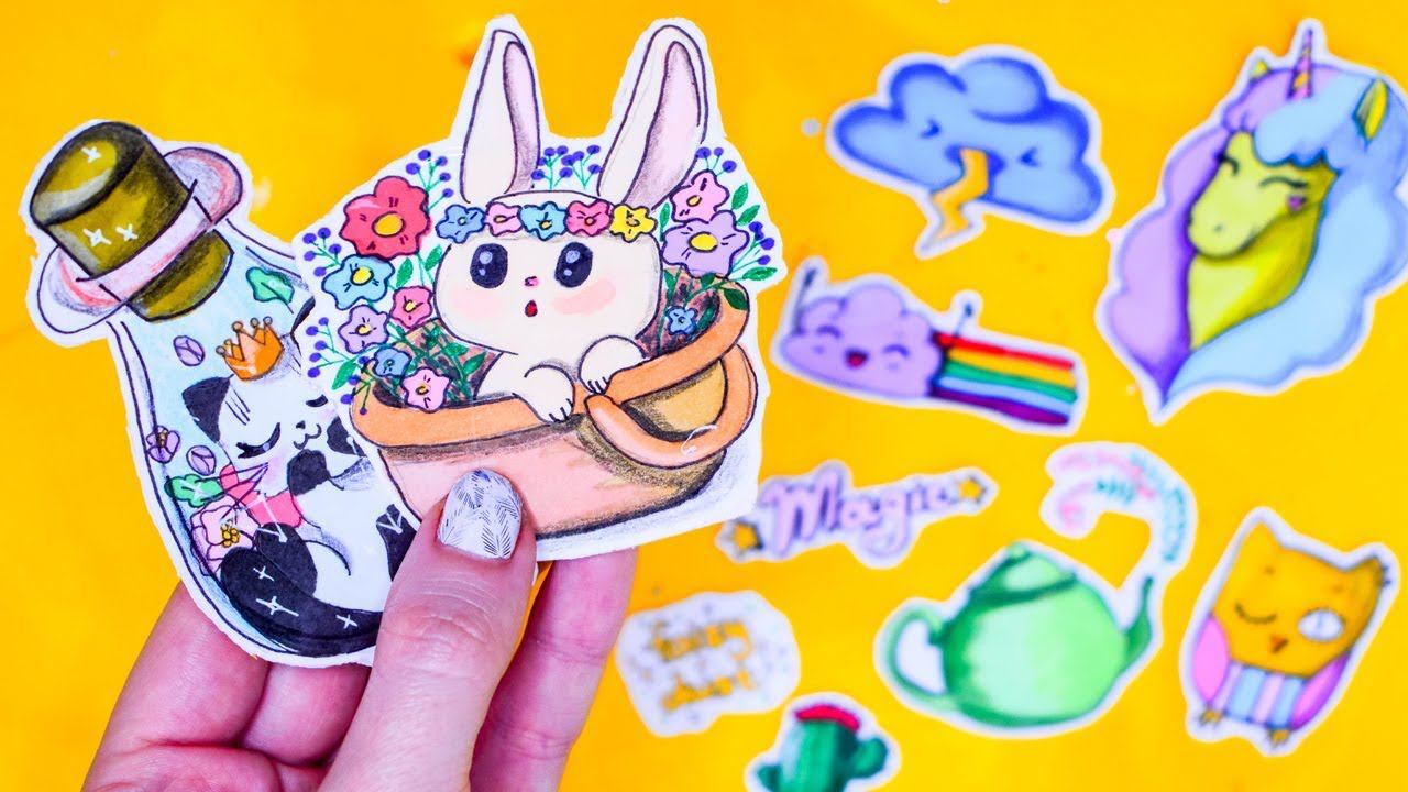 10 DIY милые ВЕСЕННИЕ НАКЛЕЙКИ своими руками ! РИСУЕМ САМИ! БЕЗ КЛЕЯ