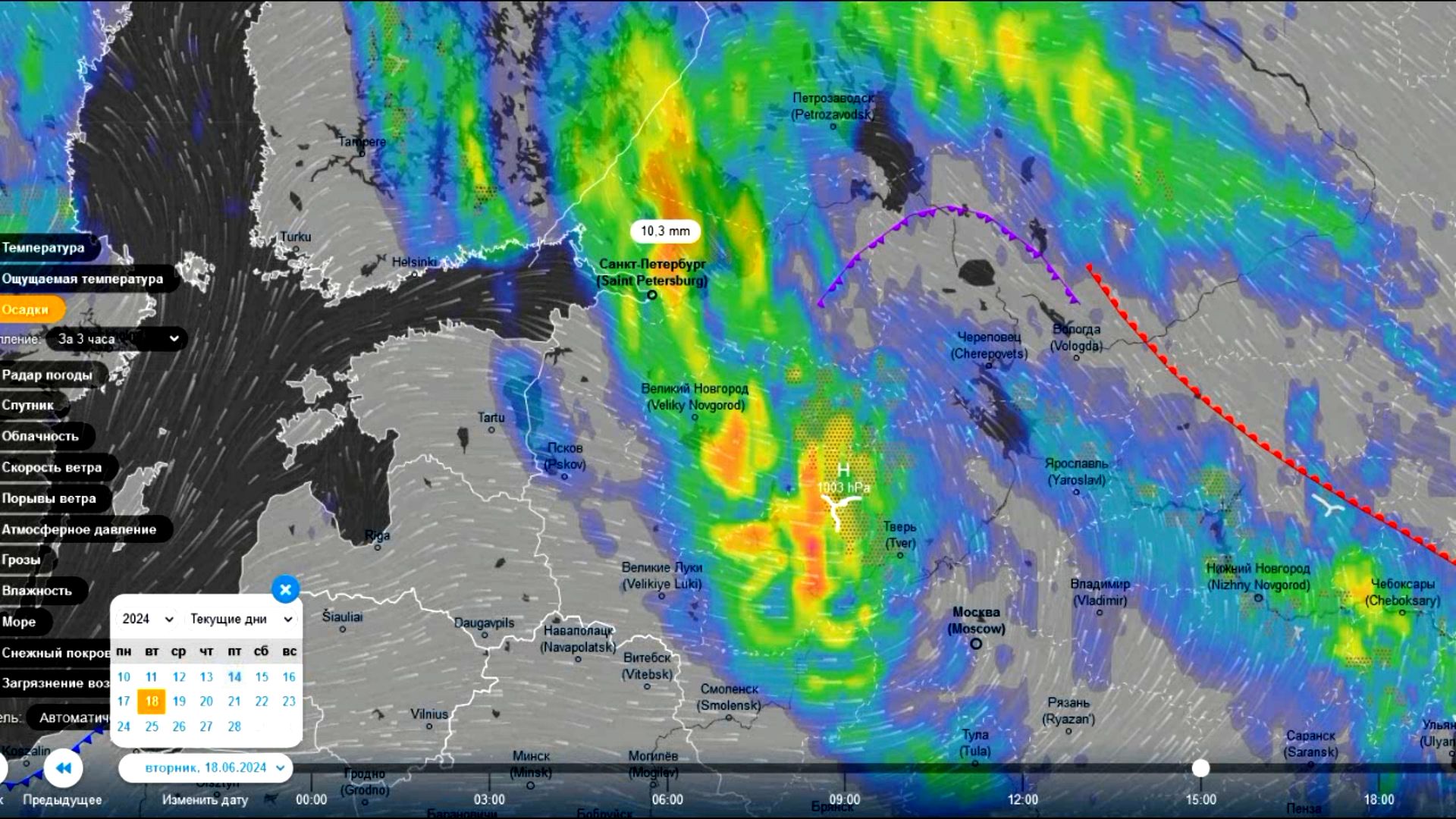 18 июня южный циклон испортит погоду на Северо-западе ЕТР. Прогноз погоды