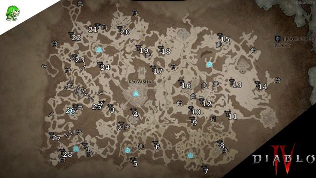 Diablo 4 Fractured Peaks All Altar of Lilith Locations