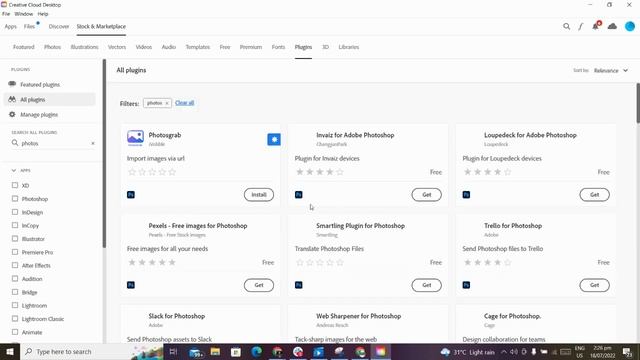 Install Photosgrab Plugin via Adobe Creative Desktop Cloud