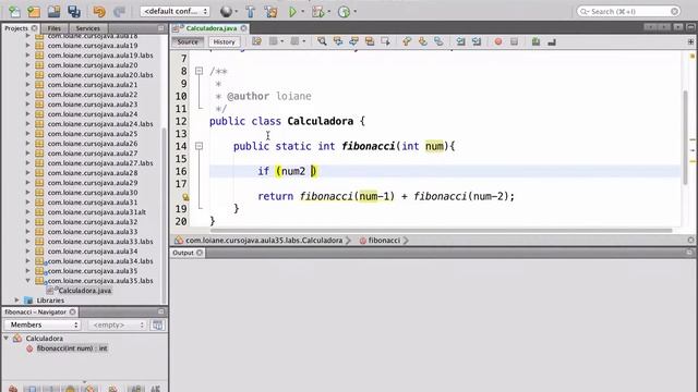 Curso de Java - Correção Exercícios Aula 35 - Parte 1 (Fibonacci Recursivo)