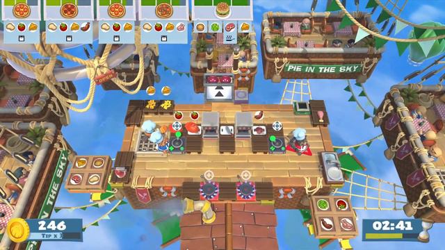 Overcooked 2 6-4 4 Stars (3 Players)Pizza Pit🍕