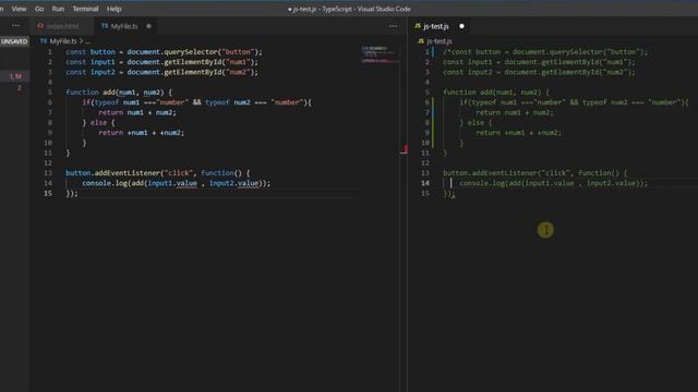 3 قبل البدئ مثال يوضح الفرق بين جافا سكريبت و تايب سكريبت JavaScript VS TypeScript